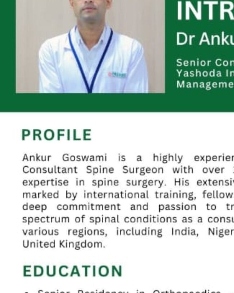 Dr Ankur Goswami Senior Spine Surgeon