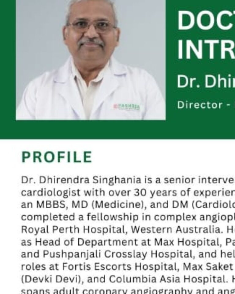 Dr Dhirendra Singhania Interventional Cardiologist